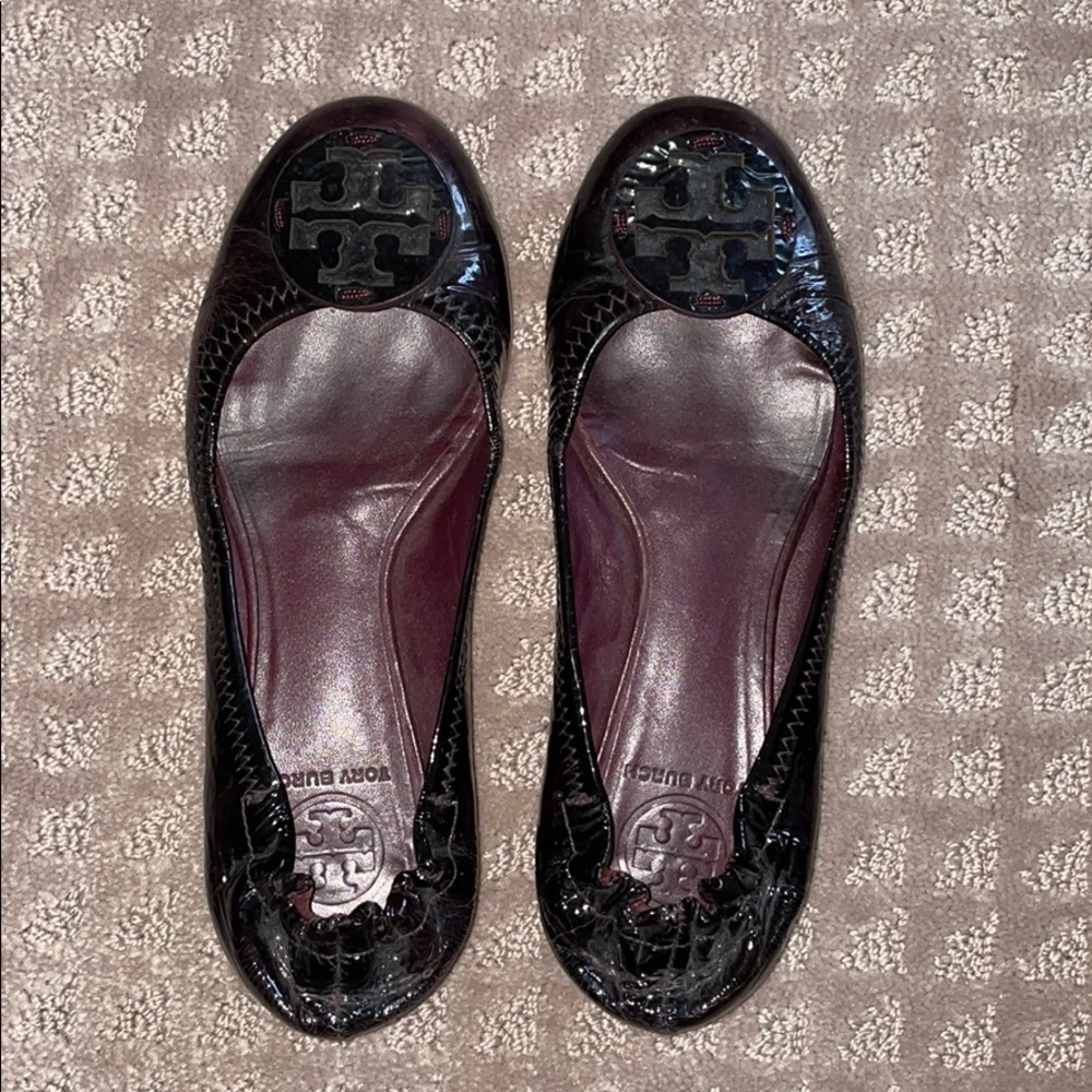Tory Burch Purple Patent Leather Reva Flat
